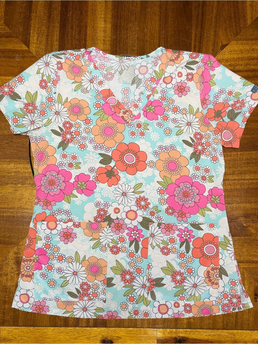Floral V-Neck Women’s Top in Pink & Coral